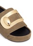 Detail View - Click To Enlarge - STELLA LUNA - 'Stella' turnlock bar suede platform slide sandals