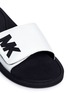 Detail View - Click To Enlarge - MICHAEL KORS - 'MK' logo faux leather band rubber slide sandals
