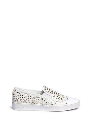 Main View - Click To Enlarge - MICHAEL KORS - 'Susanna' lasercut perforated leather slip-on sneakers