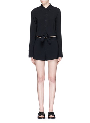 Main View - Click To Enlarge - THEORY - 'Ranay' Rosina Crepe tie waist rompers