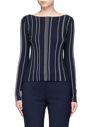 Main View - Click To Enlarge - THEORY - 'Hankson' stripe rib knit sweater