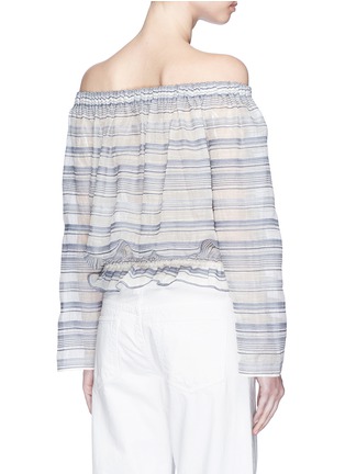 Back View - Click To Enlarge - THEORY - 'Odettah' stripe muslin off-shoulder top