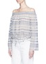 Front View - Click To Enlarge - THEORY - 'Odettah' stripe muslin off-shoulder top