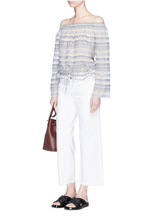 Figure View - Click To Enlarge - THEORY - 'Odettah' stripe muslin off-shoulder top