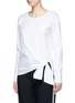 Front View - Click To Enlarge - THEORY - 'Serah' knotted stretch cotton poplin top