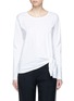 Main View - Click To Enlarge - THEORY - 'Serah' knotted stretch cotton poplin top