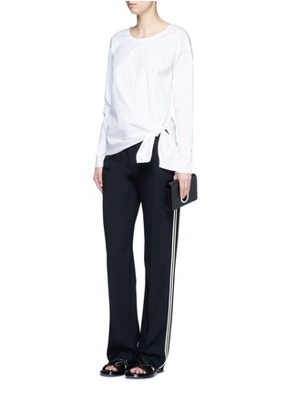 Figure View - Click To Enlarge - THEORY - 'Serah' knotted stretch cotton poplin top