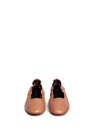 Front View - Click To Enlarge - CLERGERIE - 'Pixie' stretch lambskin leather ballerina pumps