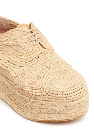 Detail View - Click To Enlarge - CLERGERIE - 'Pinto' raffia wedge platform Oxfords