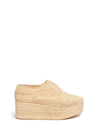 Main View - Click To Enlarge - CLERGERIE - 'Pinto' raffia wedge platform Oxfords
