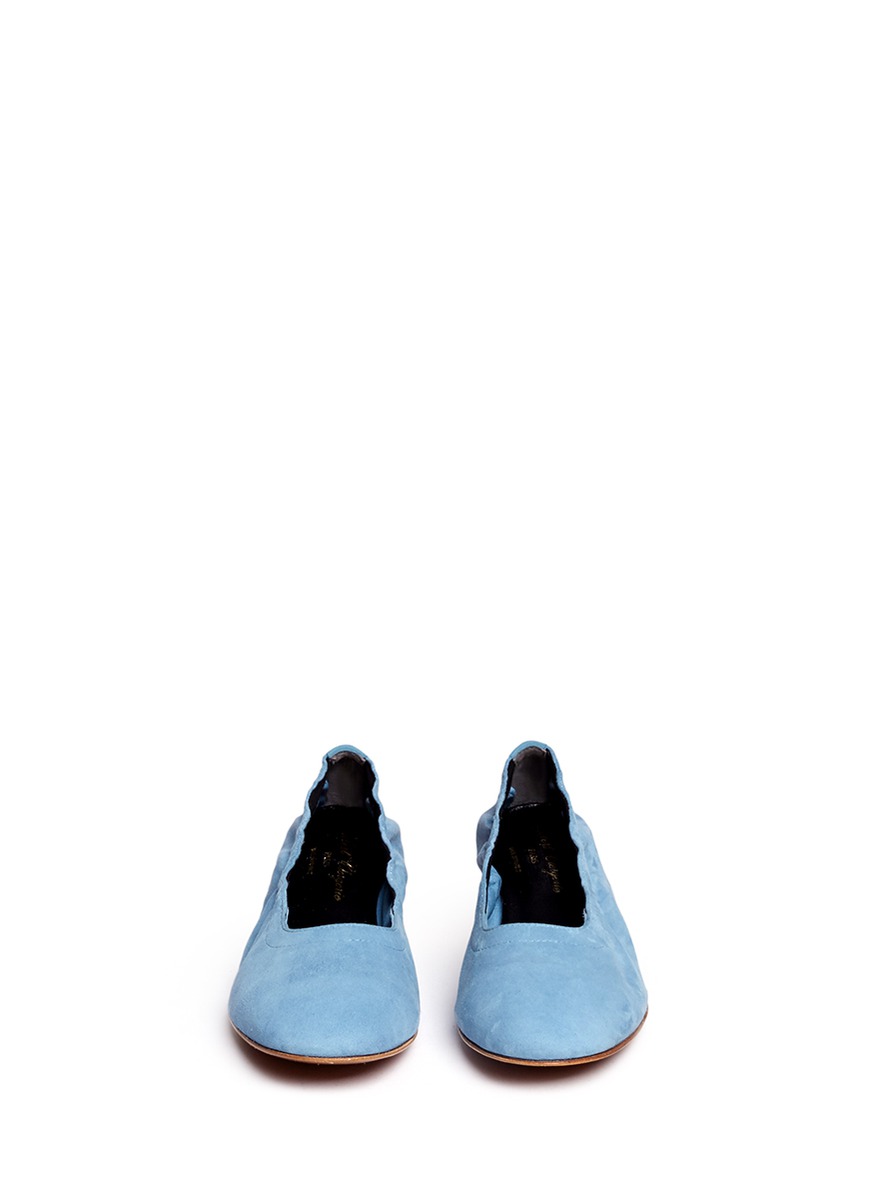 ROBERT CLERGERIE 'Pixie' stretch suede ballerina pumps