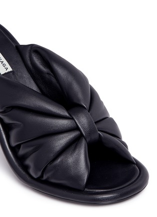 Detail View - Click To Enlarge - BALENCIAGA - Knot front nappa leather wedge sandals
