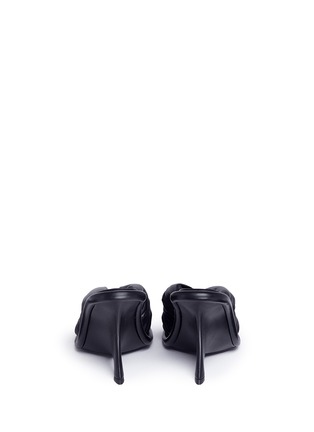 Back View - Click To Enlarge - BALENCIAGA - Knot front nappa leather wedge sandals