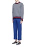 Figure View - Click To Enlarge - GUCCI - Contrast trim rolled cuff cotton chinos