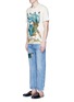 Figure View - Click To Enlarge - GUCCI - Butterfly embroidery cropped cotton jeans