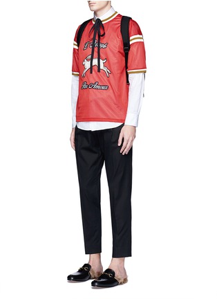 Figure View - Click To Enlarge - GUCCI - Rabbit patch mesh jersey tank top