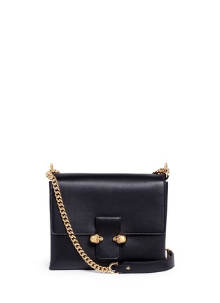 Main View - Click To Enlarge - ALEXANDER MCQUEEN - Twin skull leather chain satchel