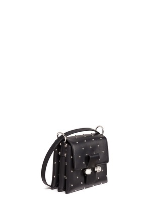 Front View - Click To Enlarge - ALEXANDER MCQUEEN - Twin skull stud leather crossbody bag