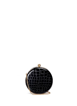 Main View - Click To Enlarge - ALEXANDER MCQUEEN - Skull croc embossed patent leather round clutch