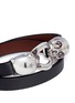 Detail View - Click To Enlarge - ALEXANDER MCQUEEN - Horsebit twin skull double wrap leather bracelet