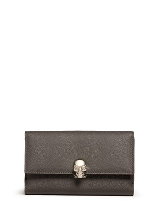 Main View - Click To Enlarge - ALEXANDER MCQUEEN - Skull charm leather French wallet