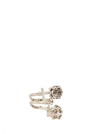 Figure View - Click To Enlarge - ALEXANDER MCQUEEN - Star dust twin skull spiral ring