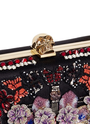 Detail View - Click To Enlarge - ALEXANDER MCQUEEN - 'Obsession' sequin embroidered leather handle satin box clutch