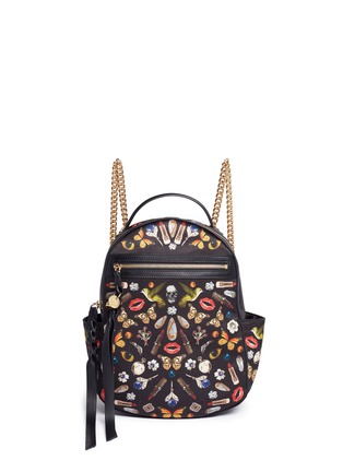 Main View - Click To Enlarge - ALEXANDER MCQUEEN - Small obsession print satin chain backpack