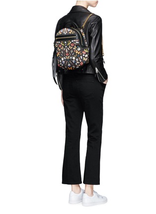 Figure View - Click To Enlarge - ALEXANDER MCQUEEN - Small obsession print satin chain backpack