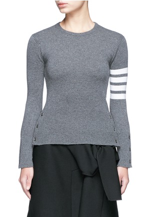 Main View - Click To Enlarge - THOM BROWNE  - Stripe sleeve cashmere sweater