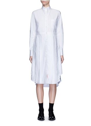 Main View - Click To Enlarge - THOM BROWNE  - Classic pleated bottom cotton Oxford shirt dress