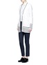 Figure View - Click To Enlarge - THOM BROWNE  - Ottoman stripe wool cardigan