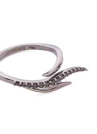 Detail View - Click To Enlarge - CRISTINAORTIZ - Diamond rhodium plated 9k white gold wing ring