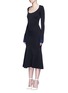 Front View - Click To Enlarge - VICTORIA BECKHAM - Mermaid hem contrast cuff knit dress