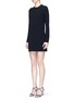 Front View - Click To Enlarge - VICTORIA BECKHAM - Geometric floral lace back long sleeve dress