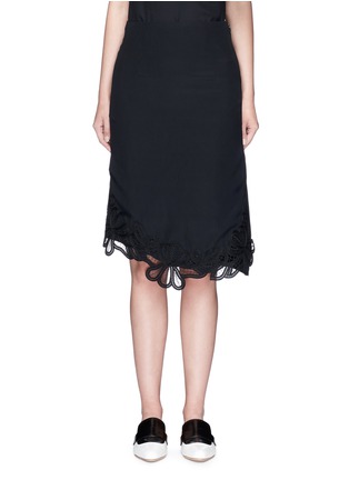 Main View - Click To Enlarge - VICTORIA BECKHAM - Guipure lace side split crepe skirt