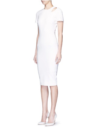 Front View - Click To Enlarge - VICTORIA BECKHAM - Curve seam fitted cutout shoulder dress