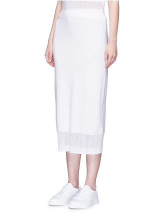 Front View - Click To Enlarge - VICTORIA BECKHAM - Cable knit trim pencil skirt