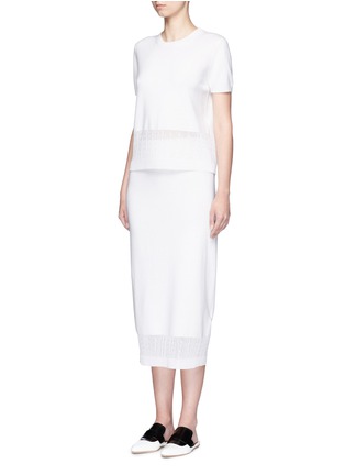 Figure View - Click To Enlarge - VICTORIA BECKHAM - Cable knit trim pencil skirt