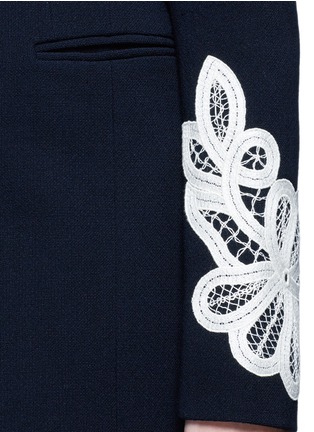 Detail View - Click To Enlarge - VICTORIA BECKHAM - Lace appliqué sleeve virgin wool blend coat