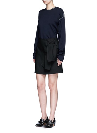 Figure View - Click To Enlarge - VICTORIA, VICTORIA BECKHAM - Tie front twill skirt