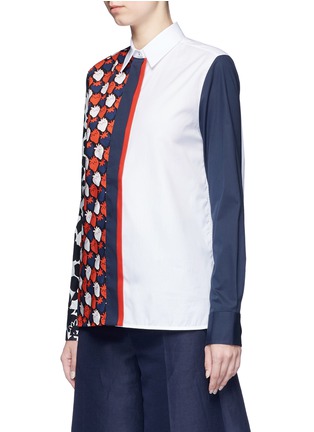 Front View - Click To Enlarge - VICTORIA, VICTORIA BECKHAM - Patchwork print colourblock cotton shirt