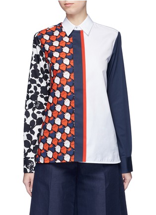 Main View - Click To Enlarge - VICTORIA, VICTORIA BECKHAM - Patchwork print colourblock cotton shirt