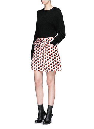 Figure View - Click To Enlarge - VICTORIA, VICTORIA BECKHAM - Pleat trim strawberry jacquard skirt
