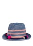 Main View - Click To Enlarge - MY BOB - 'AIX' pompom seashell cordon stripe Panama hat