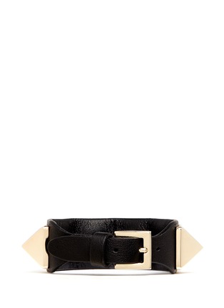 Back View - Click To Enlarge - VALENTINO GARAVANI - 'Rockstud' macro leather bracelet