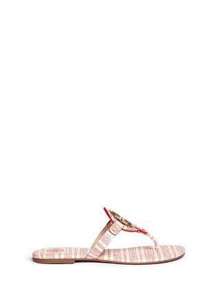 Main View - Click To Enlarge - TORY BURCH - 'Miller 2' stripe snake embossed leather thong sandals