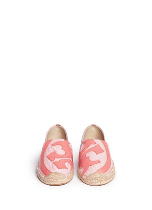 Figure View - Click To Enlarge - TORY BURCH - 'Lonnie' leather logo canvas espadrille flats
