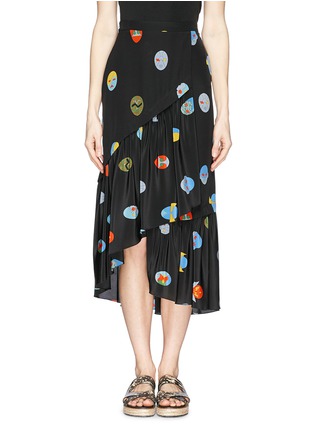 Main View - Click To Enlarge - STELLA MCCARTNEY - 'Superstellaheroes' print pleat hem silk skirt
