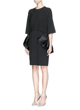 Front View - Click To Enlarge - STELLA MCCARTNEY - Satin ruffle trim crepe dress